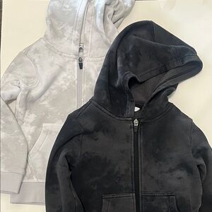 Kids Tie-Dye Hooded Zip Sweatshirt - Black and Gray